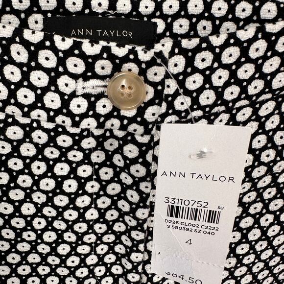ANN TAYLOR NWT Straight Leg Ankle Black White Pattern Trouser Pants // 4 - Picture 5 of 8